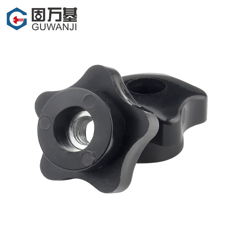 Guwanji five-star through-hole hand screw nut six-star plum bakelite handle screw cap knob handle nut large national standard M6 five-star outer diameter 21 (blind hole/copper core) 10 pieces