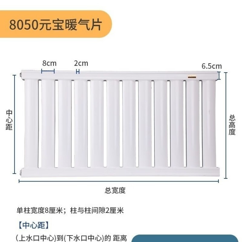 Qinkai steel radiator large water channel household central heating water heating radiator wall-mounted horizontal bedroom living room heating 650mm high 12 columns long 1.2 meters (thickness 2.0)