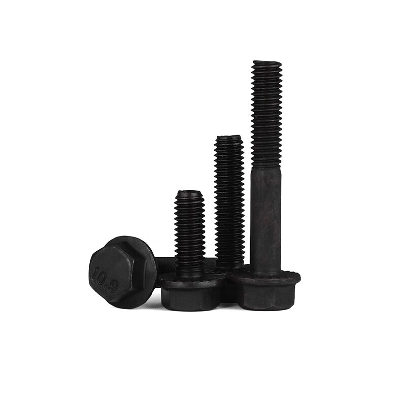 JINGGONG Grade 10.9 black toothed external hexagonal padded flange screw bolts External hexagonal padded bolts M5-16 M6x10 10 pieces