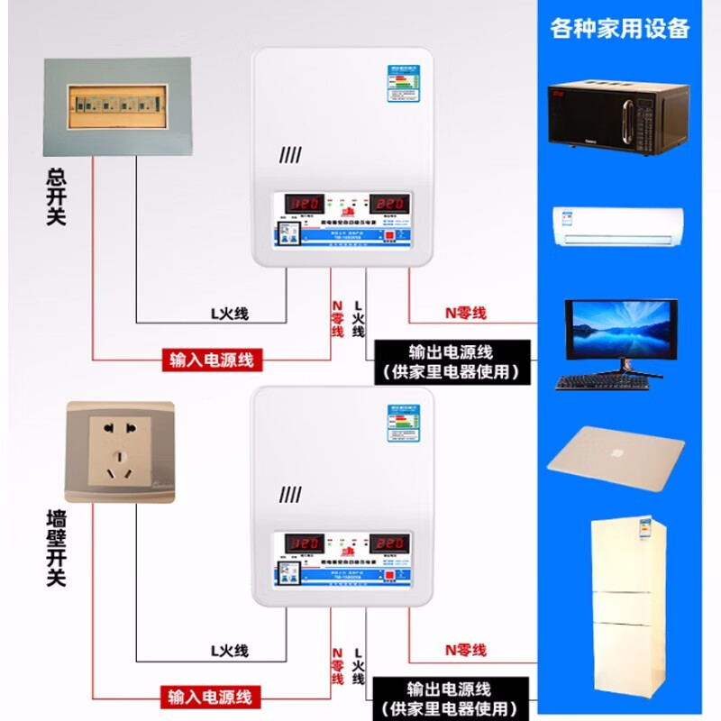 Jiabao Zhengniu voltage regulator 220V fully automatic household 15000W high power low voltage air conditioning voltage regulator 15kw 6800W with wall mount