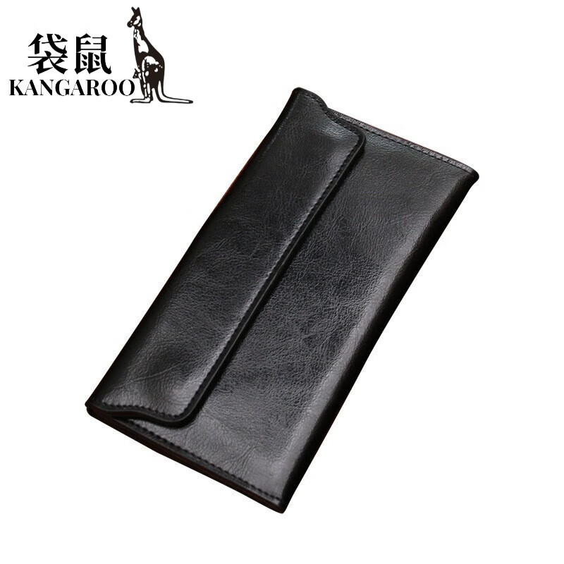 Kangaroo (KANGAROO) genuine leather women's wallet long large capacity new commuter bag high quality daily versatile hand bag burgundy