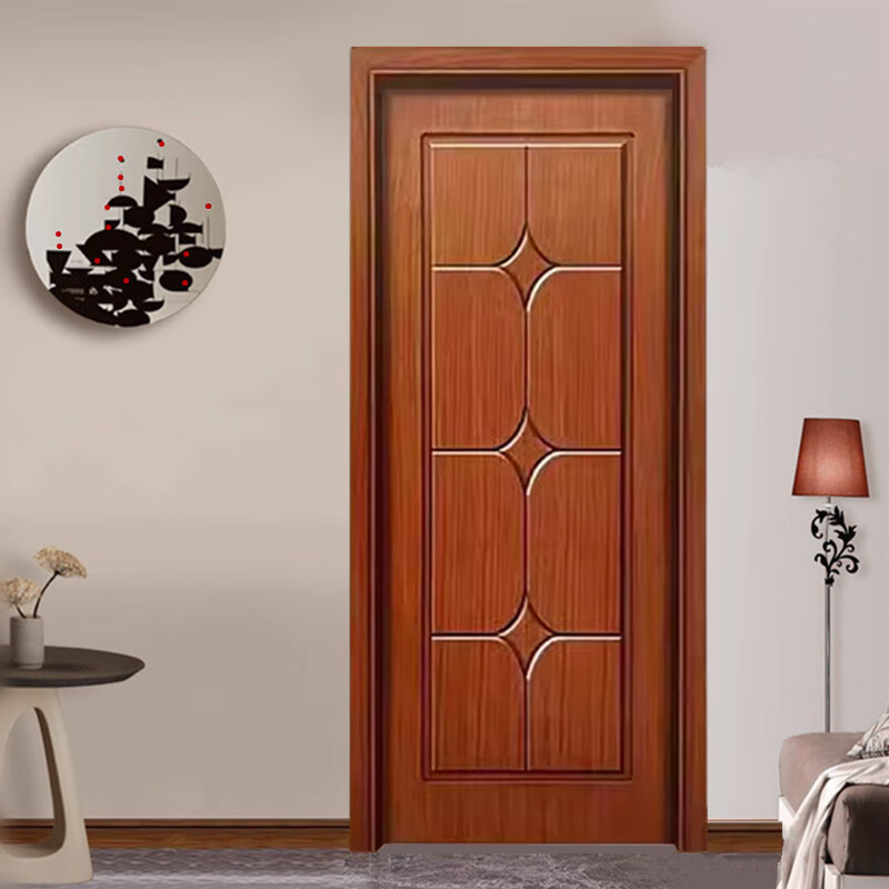 Oak solid wood painted door bedroom door Chinese style light luxury interior door hotel villa room door bathroom door custom rubber wood painted door 1