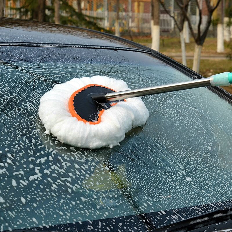 Car wash water mop does not hurt the car car brushing tool car brush soft bristles car cleaning artifact car dust removal brush orange water brush telescopic extension