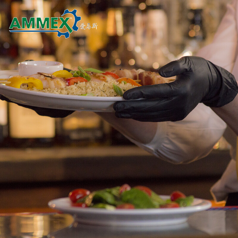 Hermes Disposable Nitrile Gloves Thickened and Durable 100 Pcs/Box Black GPNBC Large Size L