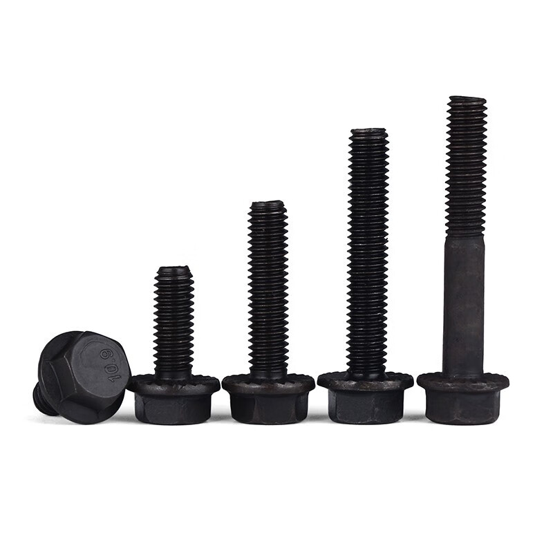 JINGGONG Grade 10.9 black toothed external hexagonal padded flange screw bolts External hexagonal padded bolts M5-16 M6x10 10 pieces