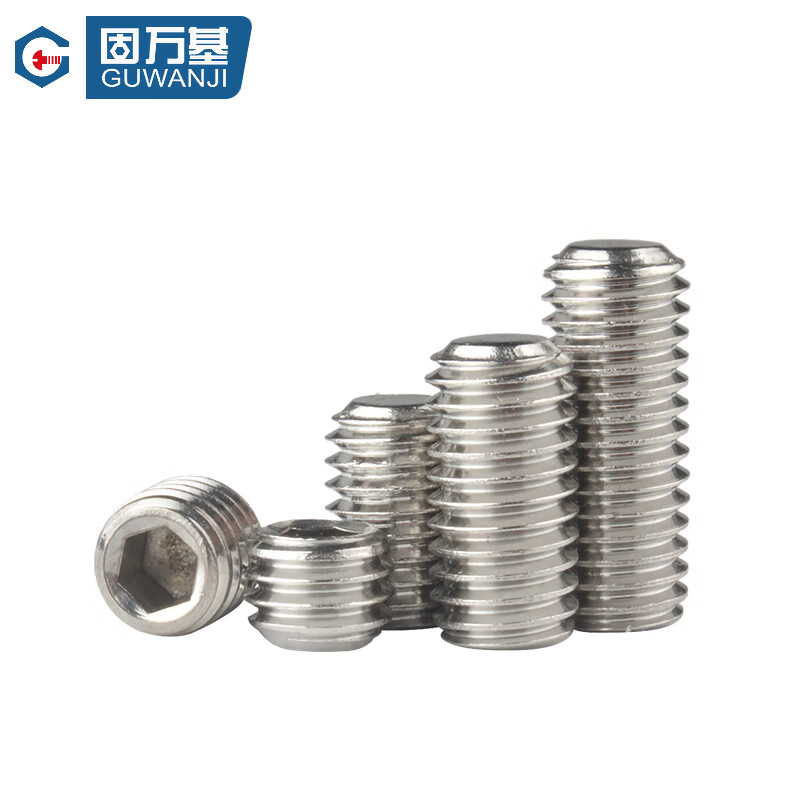 Guwanji 304 stainless steel flat-end machine screws, set screws, hexagonal headless top screw, national standard accessories, M4x10, 50 pieces