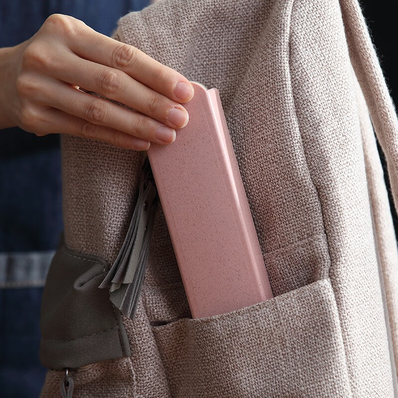 Xiderun Customizable Wheat Chopsticks, Forks and Spoons Portable Tableware Set Chopsticks, Spoons, Forks and Spoons Portable Travel Student and Children's Set Thickened Nordic Powder 3-piece Set