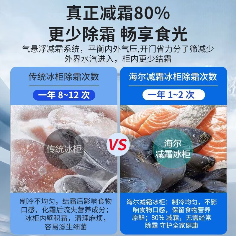 Haier Freezer 519/829 liters or above commercial household large-capacity refrigerator refrigerated freezing conversion fully frozen ultra-low temperature seafood deep-freezing quick-frozen horizontal cabinet five-sided refrigeration 369 liters steel plate liner minus 38 degrees 1.32 meters long