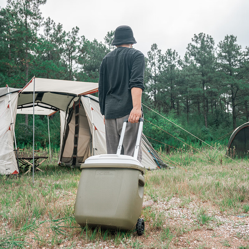 Huili Dedi Insulated Box Refrigerator Outdoor Portable Tug Fresh Box Food Grade Self-Driving Picnic Ice Bucket Insulated Box 8.5L (Olive Green) Long-lasting Cooling Approx.