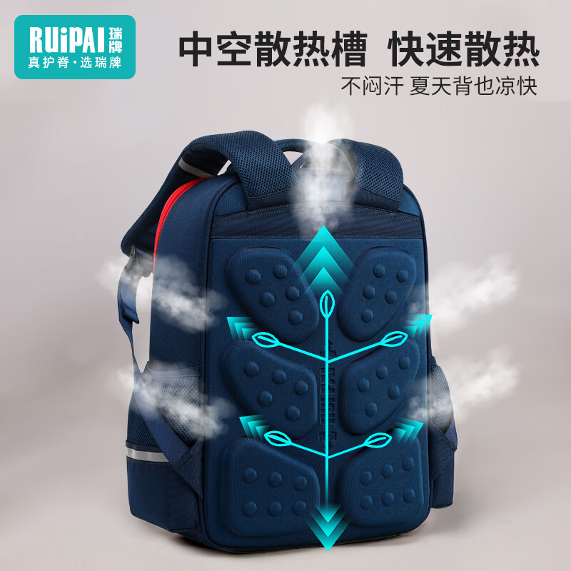 Ruipai (RUiPAi) elementary school schoolbags for boys and girls in grades 1-3-6, organ-style compartments to reduce burden and protect children's spine