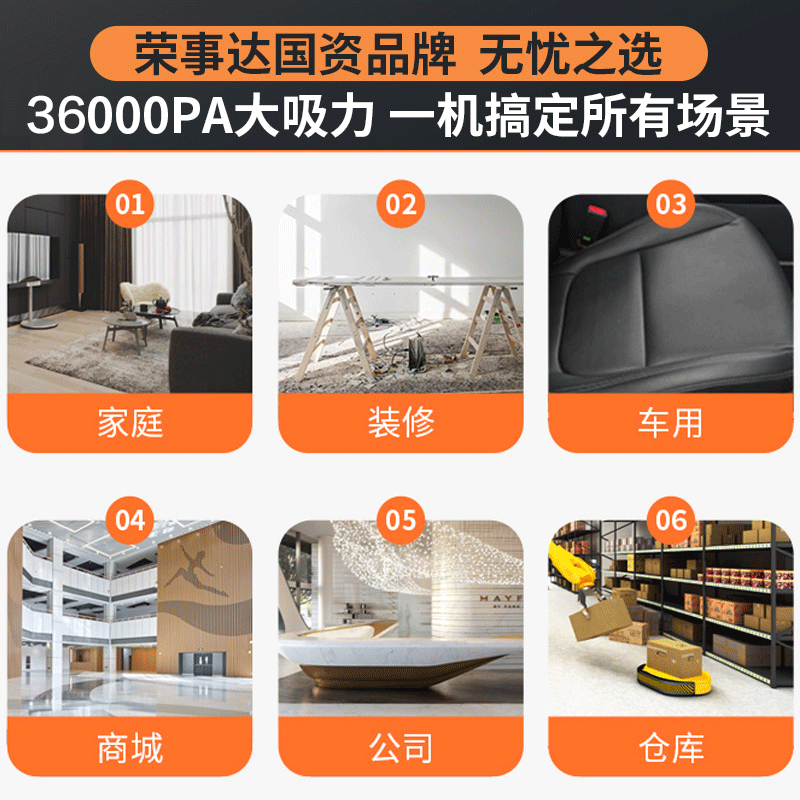 Royalstar vacuum cleaner industrial 3300W peak high power household high suction 45L land reclamation decoration cleaning commercial hotel car wash RS-XT300B-2