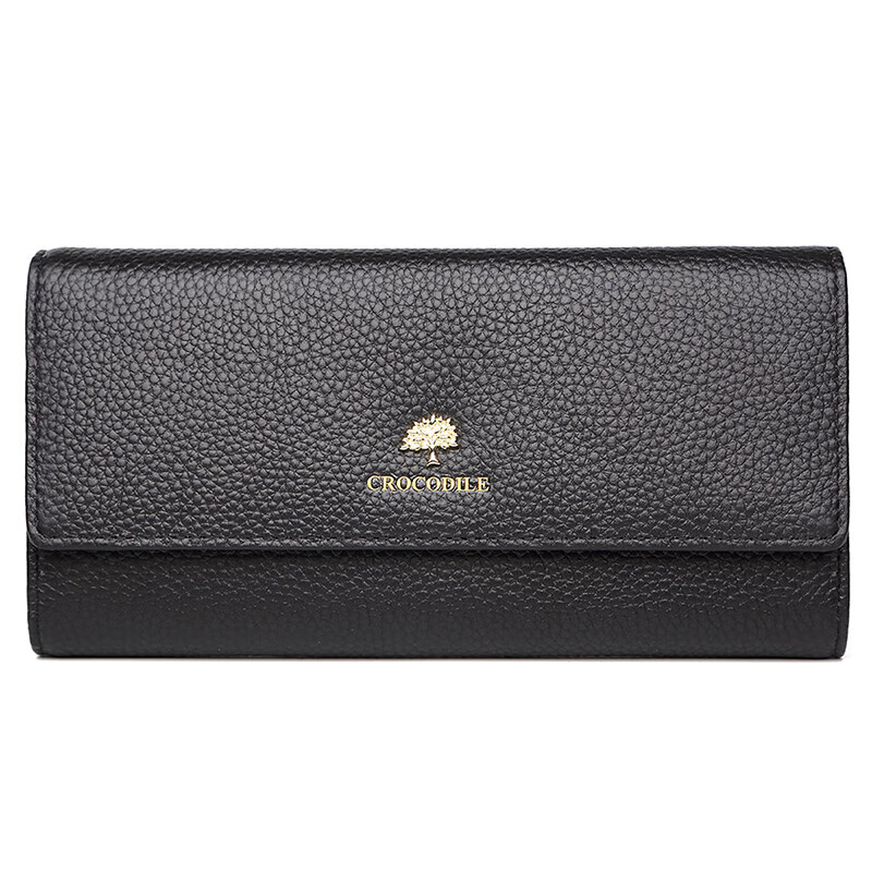 Crocodile shirt New Year's gift first-layer cowhide long wallet women's ticket holder coin card holder birthday black