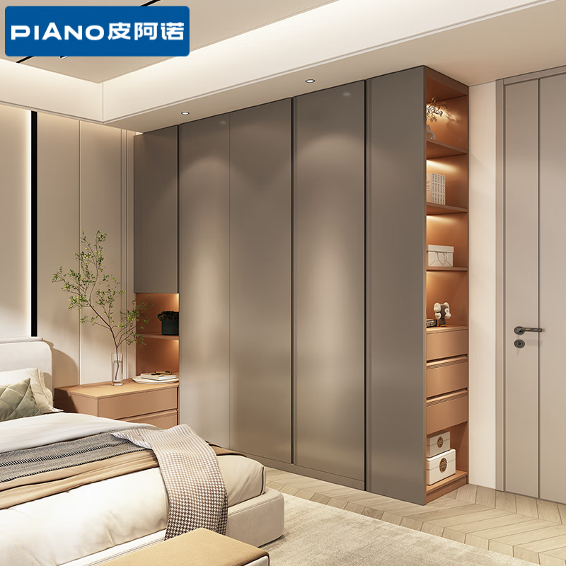 Piano wardrobe customized wardrobe bedroom modern simple light luxury high door large wardrobe storage cloakroom whole house customization 0.1 square meters price