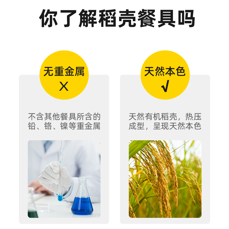 Huilidezhe outdoor disposable rice husk tableware picnic household restaurant tableware portable equipment plate picnic set 50 sets family party package 5-piece set