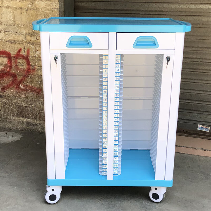 Muyun ABS material medical record cart medical record cabinet portable trolley hospital trolley case data storage cabinet 60 grids + wheels