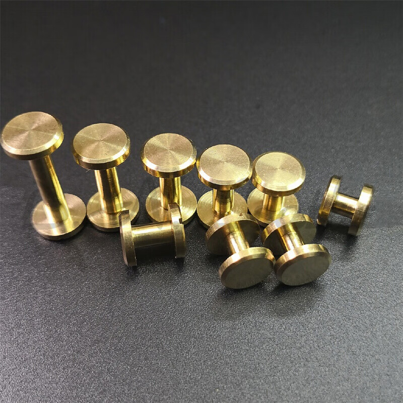 Yichen customized brass double flat head belt screws copper I-shaped nail key chain rivets belt luggage accessories flat screws 10*4* 4mm 1 set column length