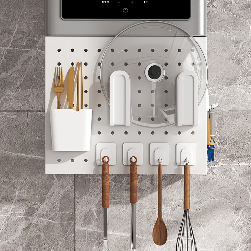 Moshen kitchen perforated plate storage rack water heater shield gas pipe decorative wall-mounted storage rack boiler stove cover 35 width 30 height 30 depth 15 (free hook * 4)