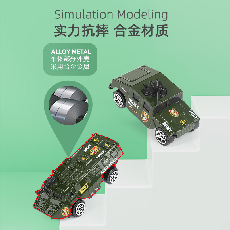 Enbe family children's toy car 3-6 year old boy alloy military tank car model car model birthday New Year gift