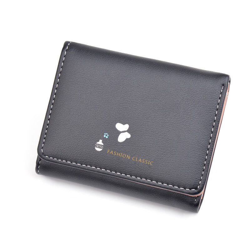 SHU GUO ER Women's Wallet Women's Short Tri-fold Cover Wallet Japanese and Korean New 2021 Multifunctional Folding Wallet Small Wallet Maroon #C321