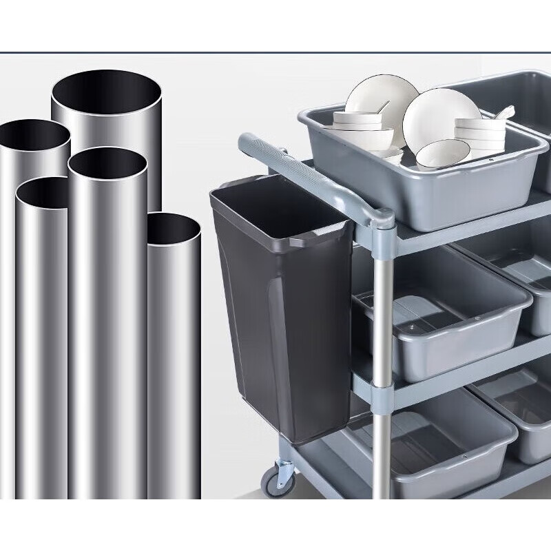Jingchushi hotel restaurant three-story mobile dining cart hotel catering multi-functional dining cart thickened bowl cart trolley commercial medium gray (single dining cart silent wheel)