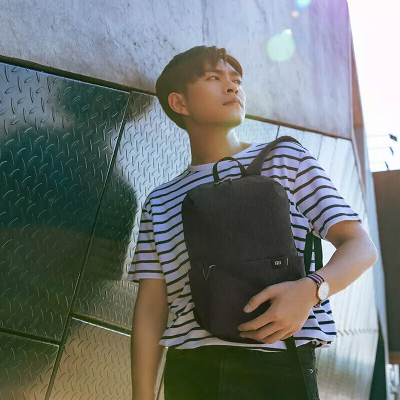 Xiaomi (MI) small backpack 10L backpack for men and women, simple portable leisure bag, colorful leisure travel school bag Xiaomi colorful backpack-black