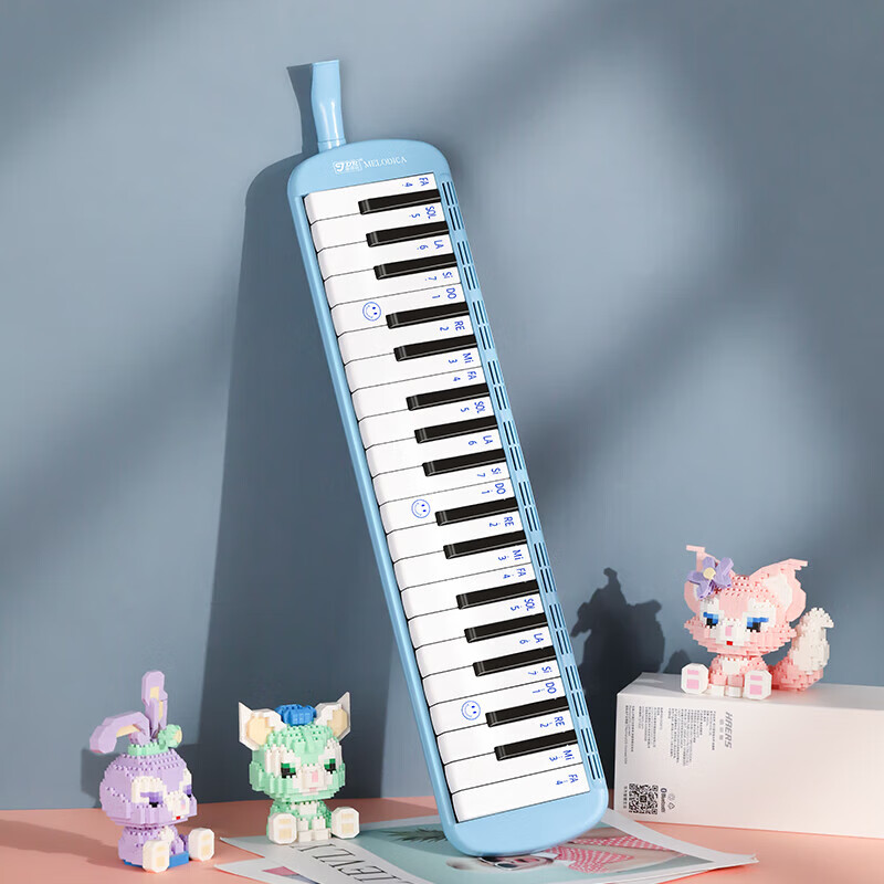 JDR Mouth Organ 37 Key Leather Bag Primary School Teaching Children Beginner Adults Playing Wind Instruments Blue