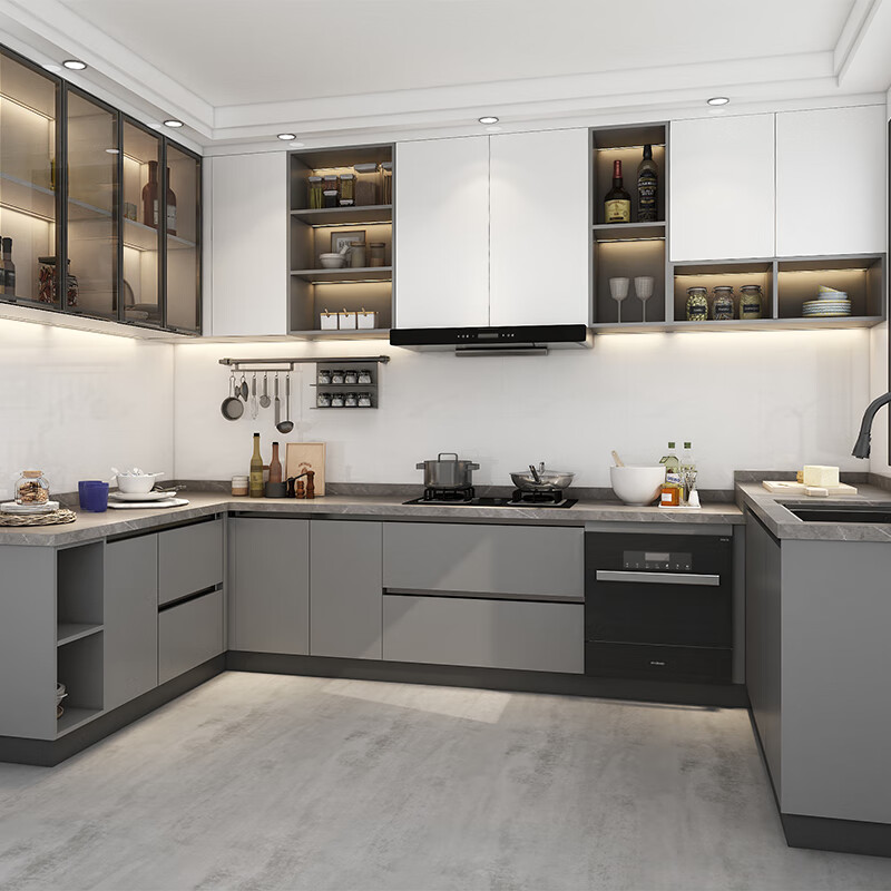 PIANO kitchen cabinets, stove, integrated quartz stone countertops, cabinets, whole house customization, whole cabinet customization, customization prepayment