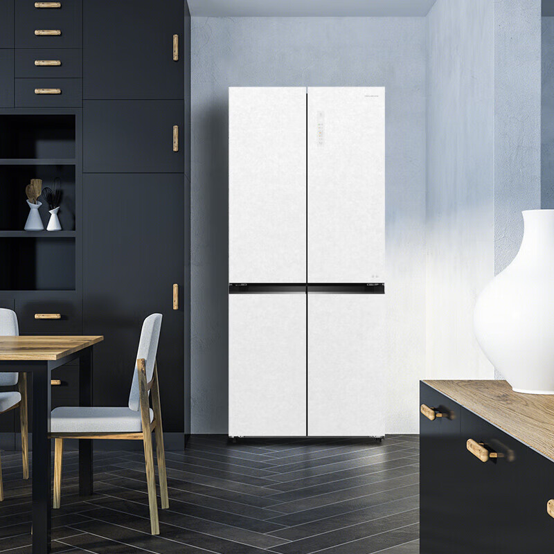 MeiLing 505/506/507 Dual System Zero-Embedded Refrigerator Household 599mm Ultra-Thin Full Space Odor-Free Embedded Cross Four-Opening Double-Door Refrigerator Intelligent Dual Frequency Conversion BCD-507WP9BTZ Zero-Zero Embedded Salt Lake White