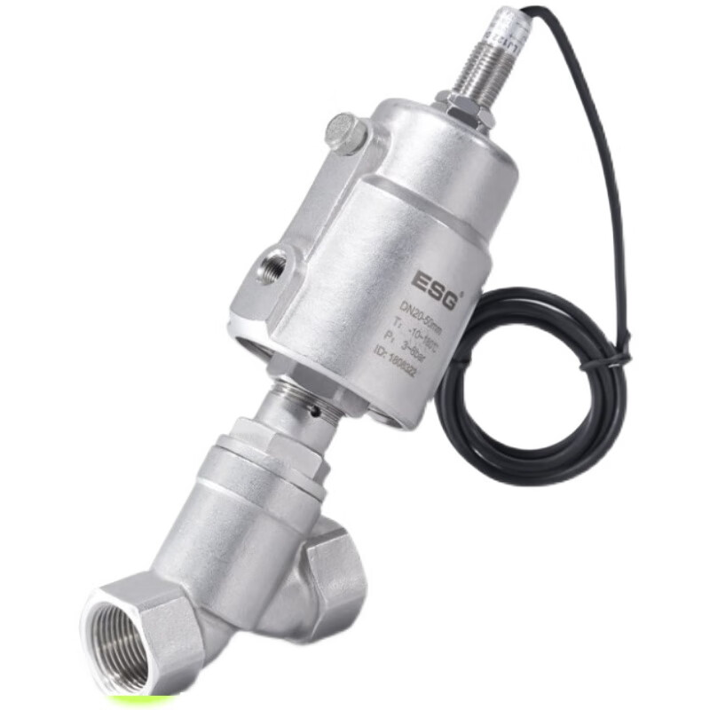 ESG pneumatic angle seat valve DN100 stainless steel pneumatic valve DN65 DN80 threaded flange for steam vacuum threaded DN65-125 cylinder double acting normally closed CF8