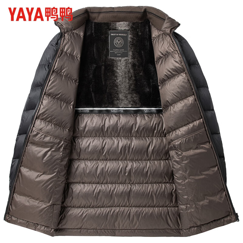 Yaya (YAYA) One garment for multiple wears Dad's winter down jacket for middle-aged and elderly men with removable inner liner and thickened warm jacket JH shrimp blue detachable inner liner + removable hood, one garment for five wears 2XL recommended 150-165 pounds