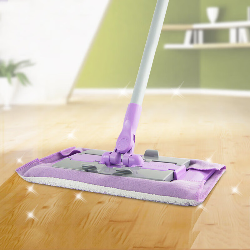 Miaojie flat mop, clip cloth 34cm, total 1 cloth, rod length 129cm, household mop floor mop for lazy people