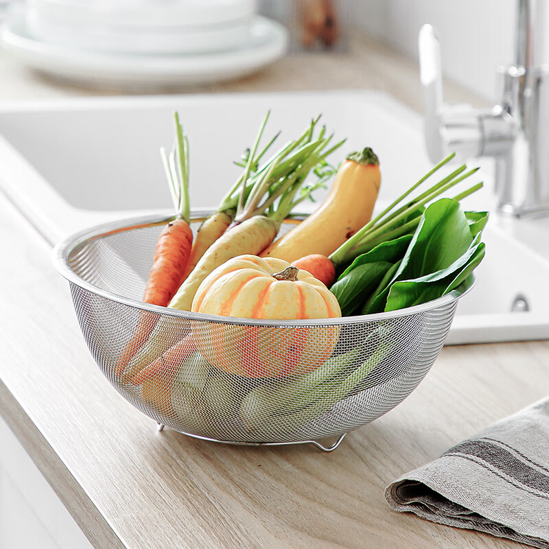 Onlycook sink set kitchen 304 stainless steel leaky basin rice basket drain basket water filter basket and noodle egg basin-24cm