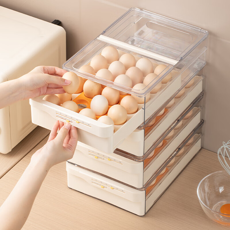 Home KATEI STORY Japanese egg storage box refrigerator with food-grade drawer-type egg rack holder household kitchen organization artifact flip-top drawer-type egg box