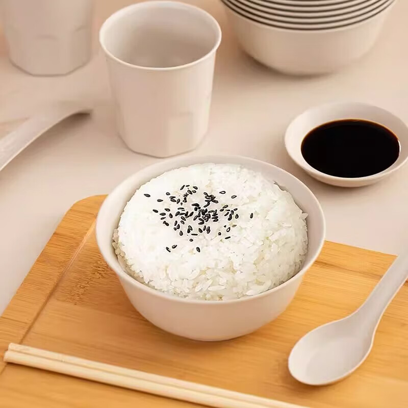 Jiamo disposable bowl 280ml*50 pieces environmentally friendly rice husk bowl soup bowl picnic round bowl no-wash disposable tableware