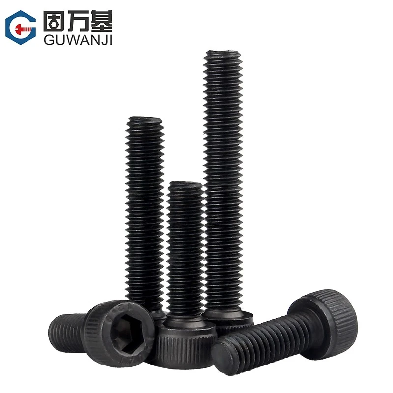 Guwanji grade 12.9 cup head hexagonal socket screws cylindrical head screws full thread high strength black hexagon socket bolts national standard M4*8 50 pieces