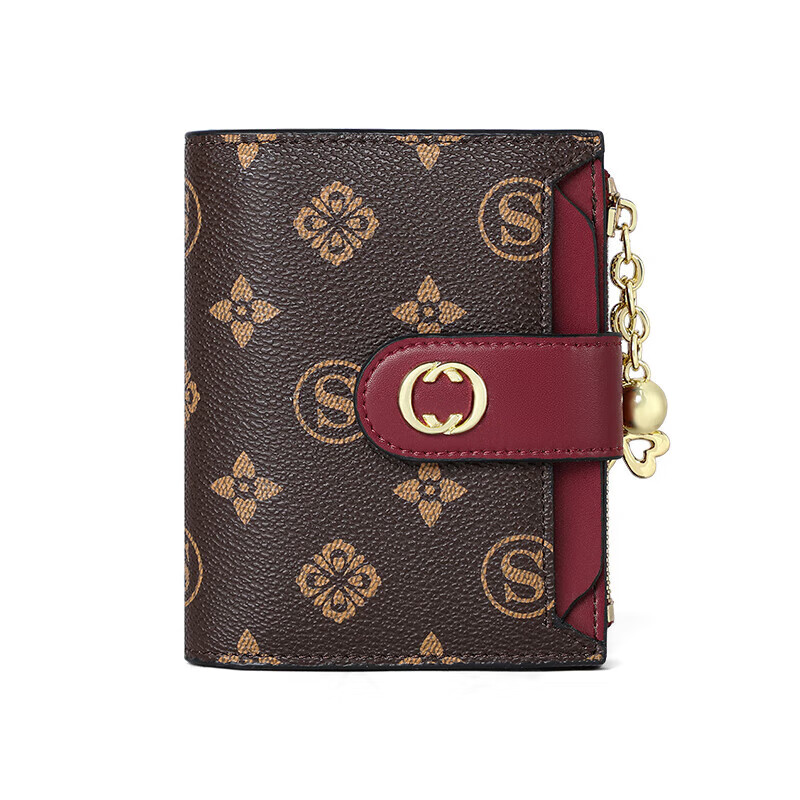 Aegean Women's Wallet Short Folding Zipper Multi-Card Slot Coin Purse Clutch Light Luxury Wallet Bank Card Bag Document Bag