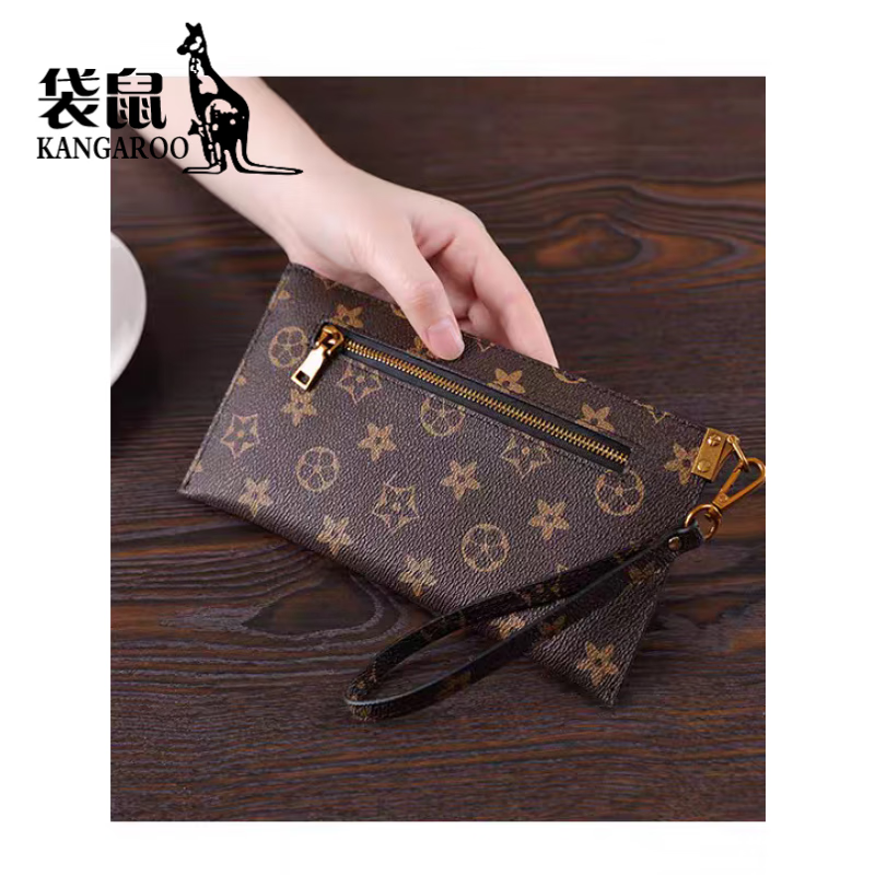 Kangaroo (KANGAROO) brand luxury 2025 new women's long wallet women's zipper wallet multi-card slot light luxury clutch mobile phone Presbyopia