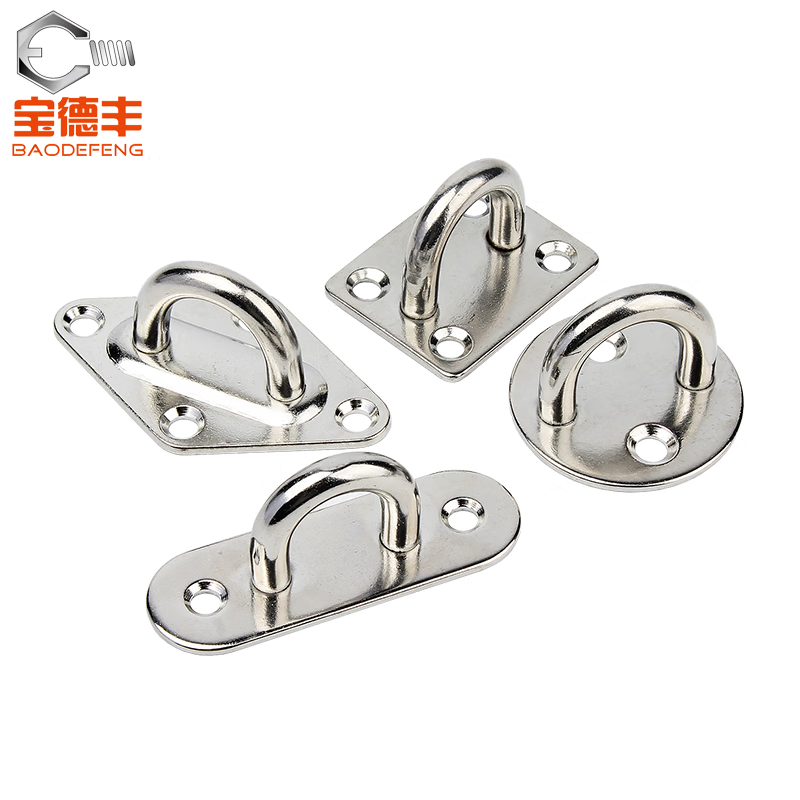 Baodefeng 304 stainless steel diamond oval eye plate fixed hook hook ceiling fan hook sandbag hook light hook U-shaped load-bearing hook oval hook M10 1 set