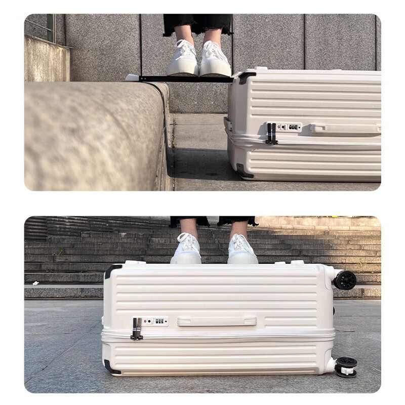 EAZZ 5-wheel load-bearing + lightweight, thickened and large-capacity luggage suitcase for men and women, trolley bag, student password box, suitcase, USB charging port + water cup holder + hook, black, 28-inch C-type, 5-wheel load-bearing, need to be checked and moved