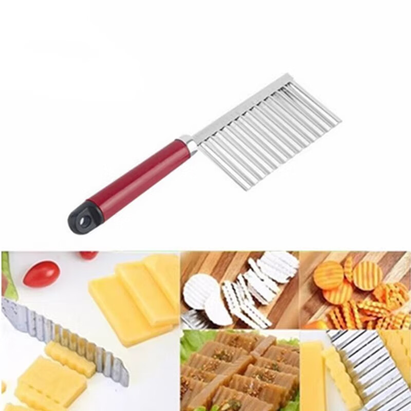Fancy Stainless Steel Wave Knife Wolf Tooth Kitchen Cutting Artifact Corrugated Fancy Potato Cutting Knife Potato Cutting 1 Pack Random Colors