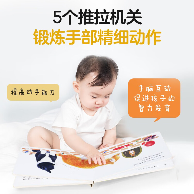 15 off for purchases over 74, Curious Kitten - Animal Friends Finger Push and Pull Book, 0-2 years old, Happy Children's Book, Story Book, Mechanical Book, Money Saving Card