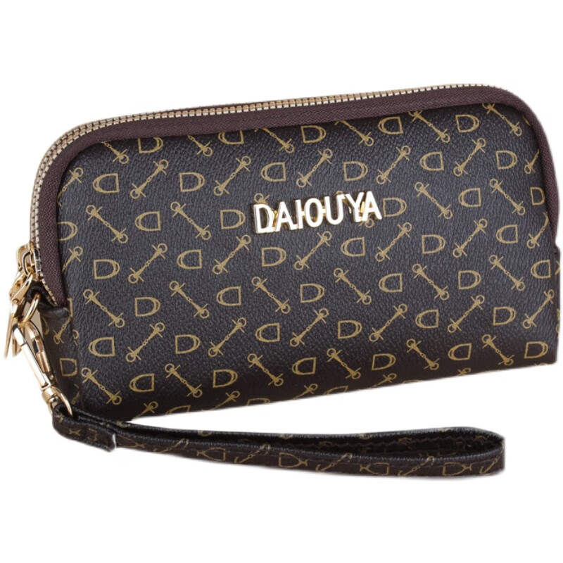 Kuqi Kangaroo 2025 New Wallet Women's Small Clutch Double-layer Zipper Women's Mobile Coin Purse Mom Soft Leather Wallet 2092 Hand Key Lock