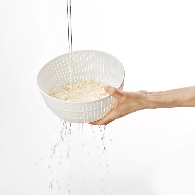 Likuai imported from Japan, rice washing and draining basket, household vegetable sink, thickened filter, rice washing sieve, fruit basket, leaking basin, rice washing and draining basket, 2-piece set - green