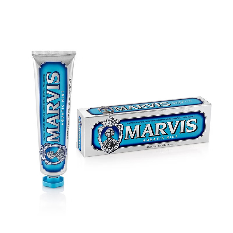 MARVIS Marine Mint Toothpaste 85ml + Jasmine 85ml, containing fluoride and anti-moth, imported from Italy