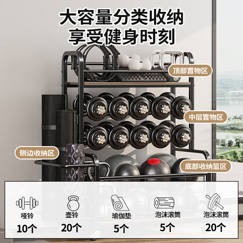 Yicai Nianhua Storage Rack Yoga Mat Wheel Dumbbell Ball Sports Goods Storage Basket Sports and Fitness Equipment Storage Rack 6333