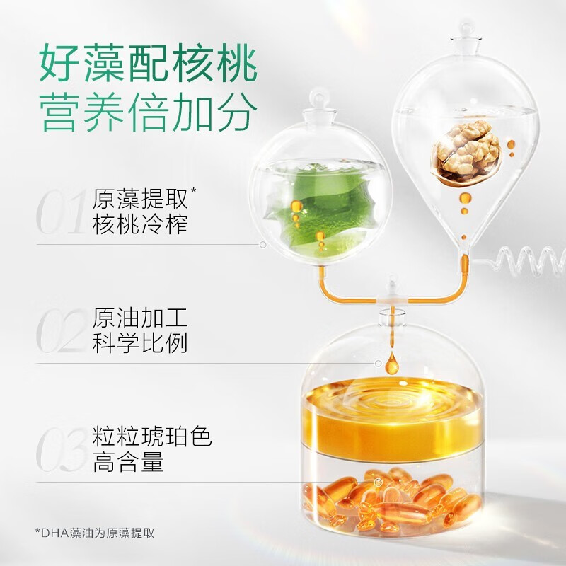 Natural doctor's algae oil dha children's seaweed oil for infants, children, pregnant women, wet nurses, students, edible DHA + walnut oil, upgraded dual nutrition algae oil 60 capsules * 3 bottles