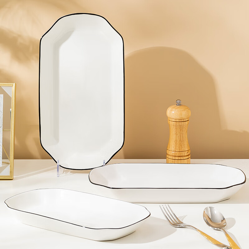 Sichen Fish Plate Home 2025 New Underglaze Color Large Steamed Fish Plate Dish Plate Creative Dinner Plate Ceramic Dish Plate Tableware 27CM Fish Plate 1 Pack Underglaze Color