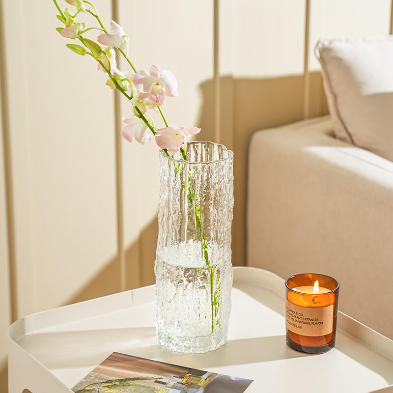 Fanyejia vase high-end glass ornaments living room flower arrangement transparent light luxury water lily rose water culture flowers special