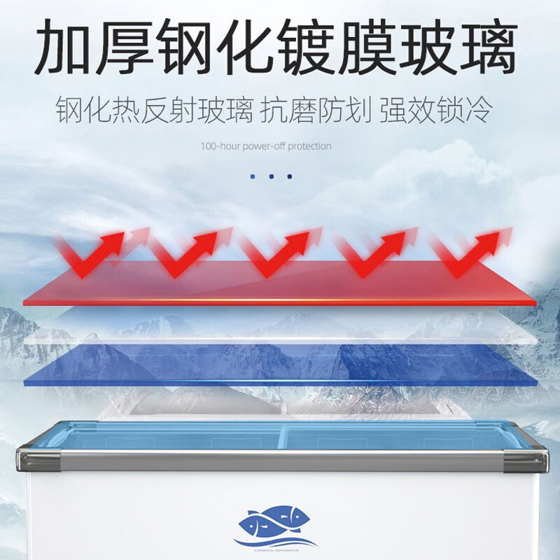 ZARL Freezer Commercial Freezer Display Cabinet Large Capacity Island Cabinet Display Cabinet Refrigerated Fresh Cabinet Frozen Display Cabinet Freezer Refrigerator Glass Door Ice Cream Cabinet Supermarket Freezer 1.0 Meter Frequency Conversion Energy Saving Low Consumption Fresh/Freezing