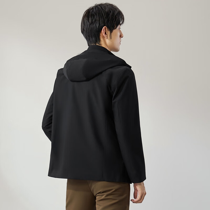 Qipai hooded jacket men's spring and autumn plaid jacquard casual versatile men's windproof outer jacket